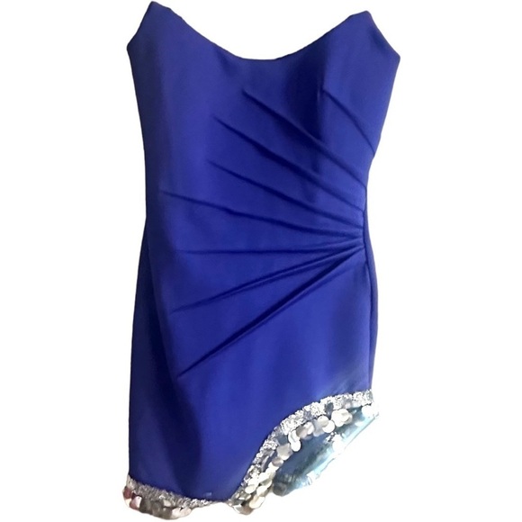 Sho BY TADASHI SHOJI Strapless Embellished Sequin Paillette Neoprene Mini Dress - Picture 6 of 10